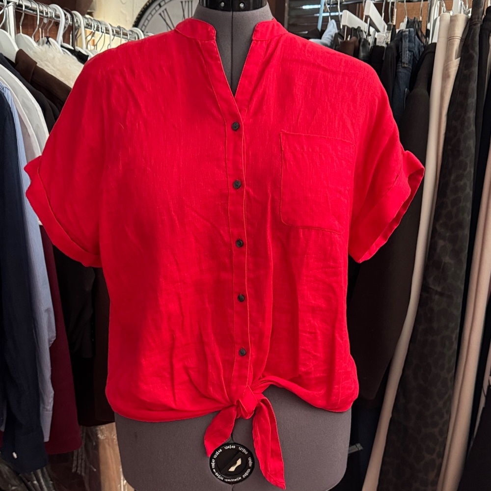 Charter Club Vibrant Red Button-Down Shirt